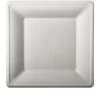 Papstar Einwegteller 82451 Pure, Zuckerrohr, Kompostierbar, Weiß, 26 X 26cm, 50 Stück