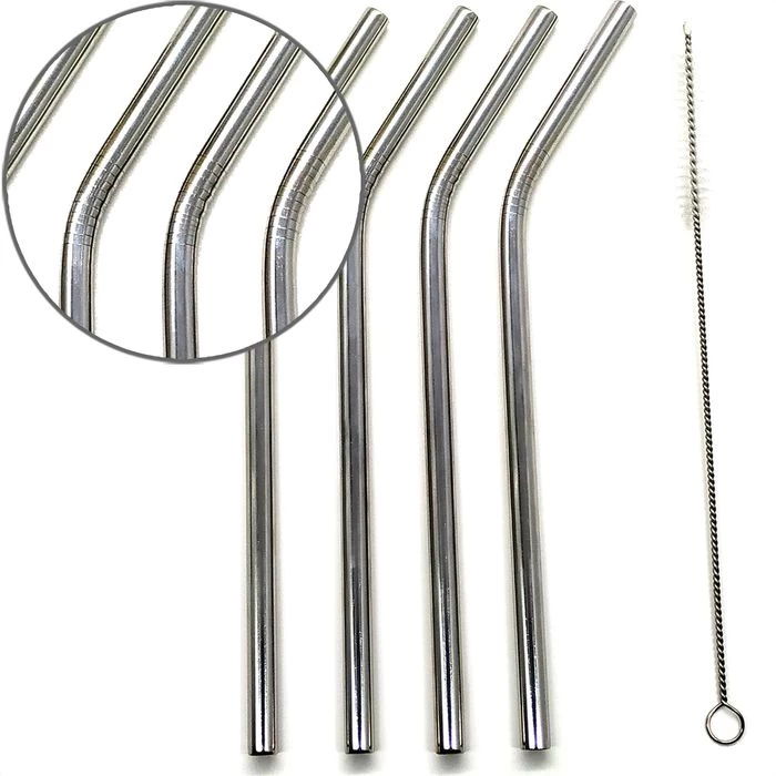 Böttcher-AG Strohhalme Gebogen, Edelstahl, 21,5cm, Wiederverwendbar, Silber, 4 Stück 1 Böttcher-AG Strohhalme Gebogen, Edelstahl, 21,5cm, Wiederverwendbar, Silber, 4 Stück