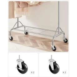 Songmics Garderobenständer HSR02S, Bis 50 Kg, Mit Rollen, Ausziehbar, Metall, Silber -Haushaltsprodukte Geschäft e59d53c6718cfa4db7bbaec3aad9ff617e5a7c74 garderobenstaender songmics hsr02s bis 50 kg