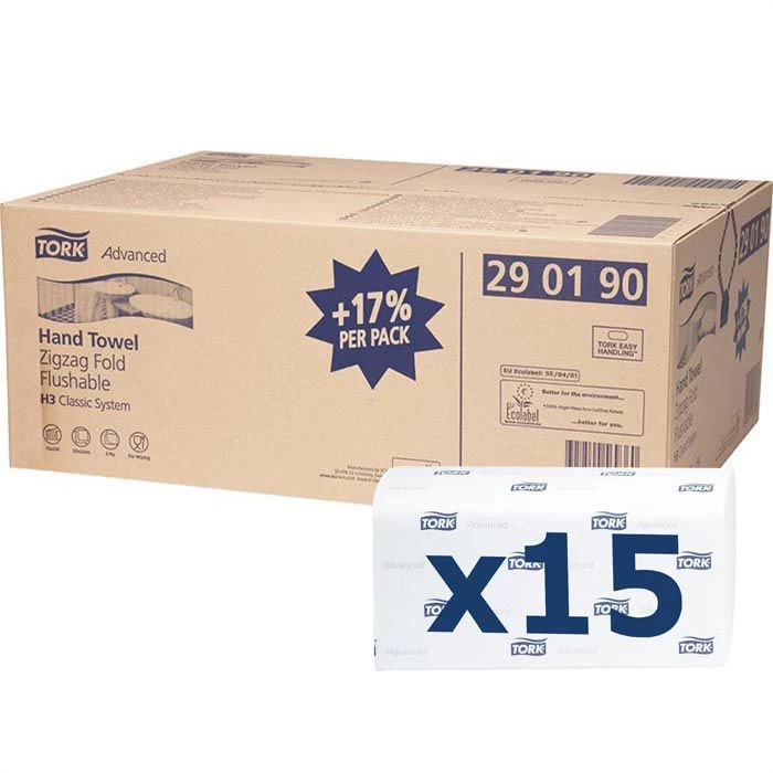 Tork 290190 Advanced 2-lagig Zick-Zack 23x23 Weiß 1 Tork 290190 Advanced 2-lagig Zick-Zack 23x23 Weiß