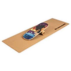 BoarderKING Balance-Board Indoorboard Classic, Set, 75x27x5 Cm, Inkl. Rolle & Bodenmatte, Beach