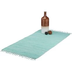 Relaxdays Teppich 10022319, 70 X 140cm, Florhöhe 10mm, Rutschfeste Unterseite, Blau