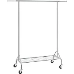 Songmics Garderobenständer HSR02S, Bis 50 Kg, Mit Rollen, Ausziehbar, Metall, Silber