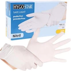 Franz-Mensch Einmalhandschuhe Safe Light, 27059, Nitril, Puderfrei, Weiß, 100 Stück, Größe M