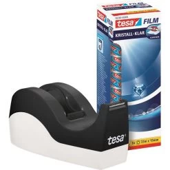 Tesa Klebefilmabroller 53915 Orca, Schwarz/weiß, Tischabroller Für Kleberollen 19mm X 33m