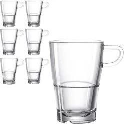Leonardo Kaffeegläser Senso 024014 Latte Macchiato, Mit Henkel, 350ml, 6 Stück