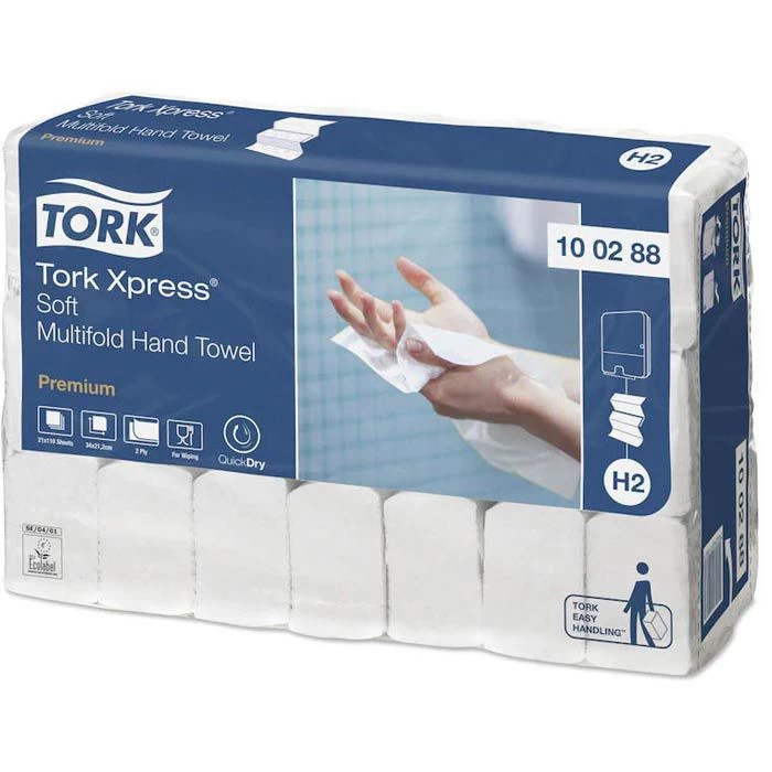 Tork Premium 100288 2-lagig 21x34 Interfold Weiß Papierhandtücher 4 Tork Premium 100288 2-lagig 21x34 Interfold Weiß Papierhandtücher - Image 4