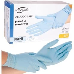 Franz-Mensch Einmalhandschuhe Allfood Safe, 26114, Nitril, Puderfrei, Blau, 250 Stück, Größe L