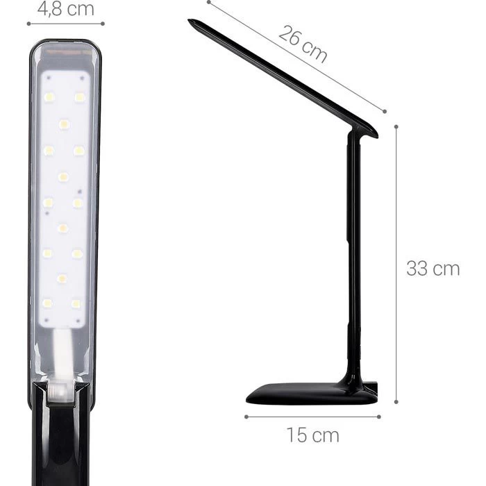 Kwmobile Schreibtischlampe LED, Dimmbar, USB, Uhr, Temperatur, Kalender, Schwarz 2 Kwmobile Schreibtischlampe LED, Dimmbar, USB, Uhr, Temperatur, Kalender, Schwarz - Image 2