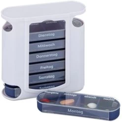 Relaxdays Tablettenbox 7 Tage, Morgens, Mittags, Abends,nachts