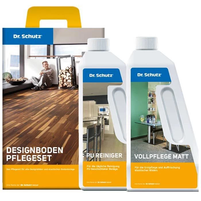 Dr.Schutz Bodenpflege PVC-Designboden Pflegeset, 750ml PU-Reiniger & 750ml Vollpflege 1 Dr.Schutz Bodenpflege PVC-Designboden Pflegeset, 750ml PU-Reiniger & 750ml Vollpflege