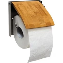 Toilettenpapierspender Relaxdays Bambus Und Edelstahl, Für 1 Kleinrolle, Braun