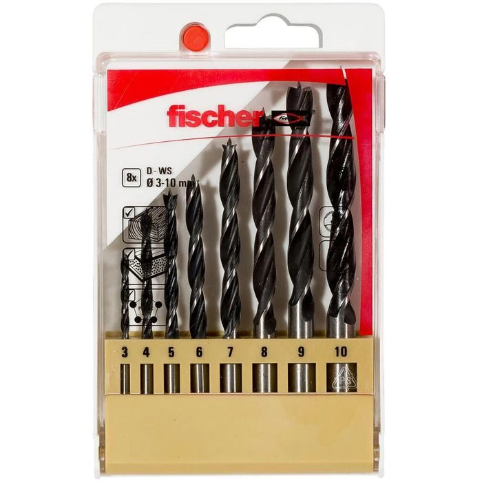 Fischer Bohrer D-WS, 536609, 8-teiliges Set, 3-10mm, Holzbohrer 1 Fischer Bohrer D-WS, 536609, 8-teiliges Set, 3-10mm, Holzbohrer