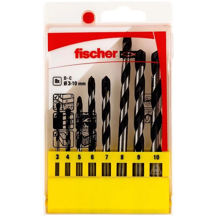 Fischer Bohrer CTS 8 D-C, 536607, 8-teiliges Set, 3-10mm, Betonbohrer 1 Fischer Bohrer CTS 8 D-C, 536607, 8-teiliges Set, 3-10mm, Betonbohrer
