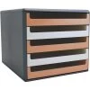 Böttcher-AG Schubladenbox A4, Recycling-Kunststoff, 5 Fächer, Halboffen, Modern Office / Anthrazit