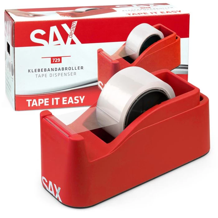 Sax Klebefilmabroller Tape It Easy 0-729-01, Rot, Tischabroller Für Kleberollen 50mm X 66m 1 Sax Klebefilmabroller Tape It Easy 0-729-01, Rot, Tischabroller Für Kleberollen 50mm X 66m